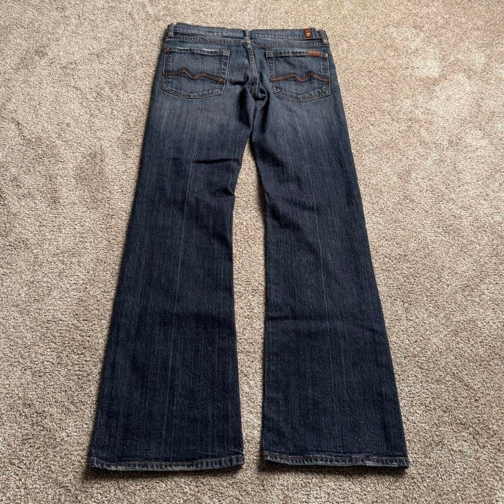 7 FOR ALL MANKIND LEATHER POCKET LOW RISE BOOTCUT DENIM